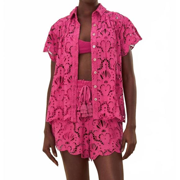 NEW FARM RIO seashell eyelet shirt in pink - Picture 1 of 3